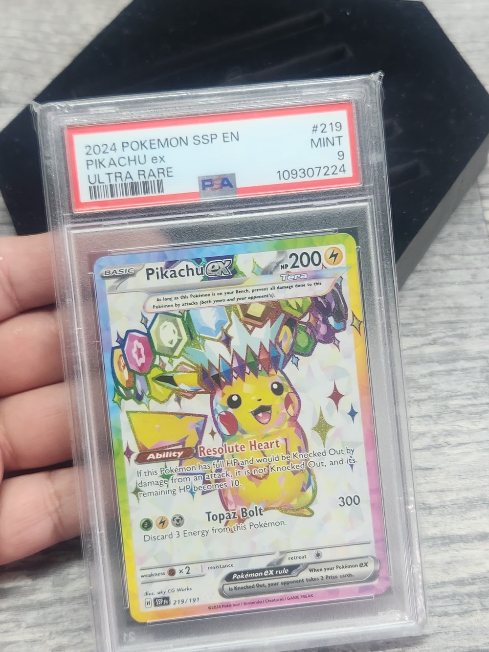 Pokemon Pikachu ex Rainbow Holo Card - Yellow, Pink, Green, Blue